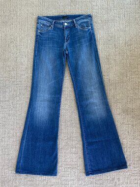 Mother Jeans The Wilder Mini Flare Low-Rise in Medium Kitty Wash sz 29